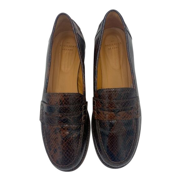 Sezane Andrea Brown Python Print Leather Loafers EU 38 / US 7 - Picture 4 of 13